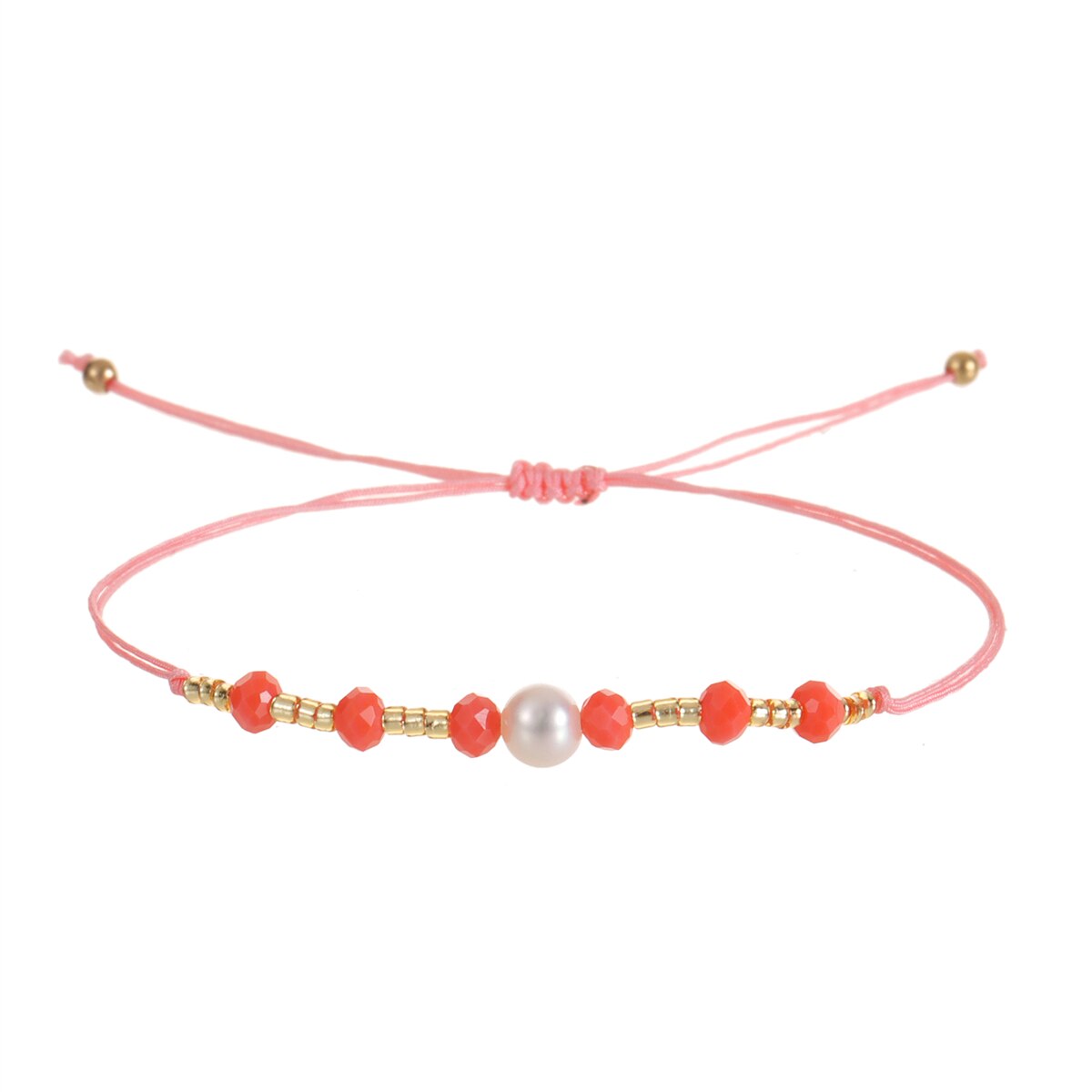 Handmade Pearl Bracelet & Bangle for Women Men Faceted Crystal Beads Pendant Adjustable Charm Stacking Femme Pulsera