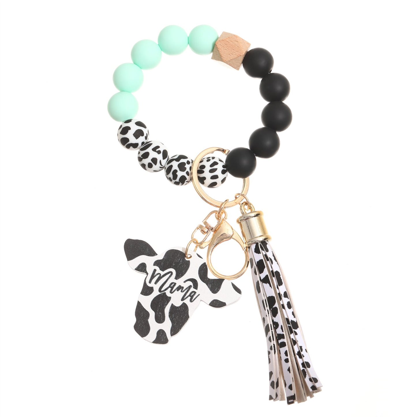 New Trendy Elegant Silicone Beads Bracelets Bangles for Women Key Chain Keychain Candy Color Large Beaded Bangle Charm Jewelry