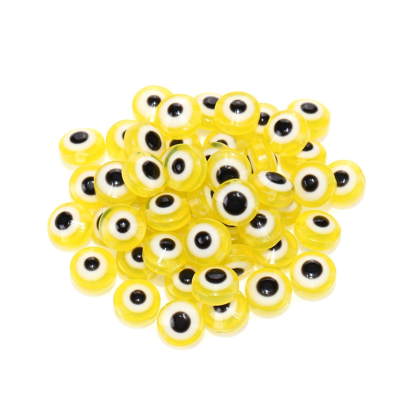 100pcs Evil Eye Beads Royal Blue Resin Lampwork Evil Eye 8MM Beads with Elastic Rope for DIY Crafts Making Accessories