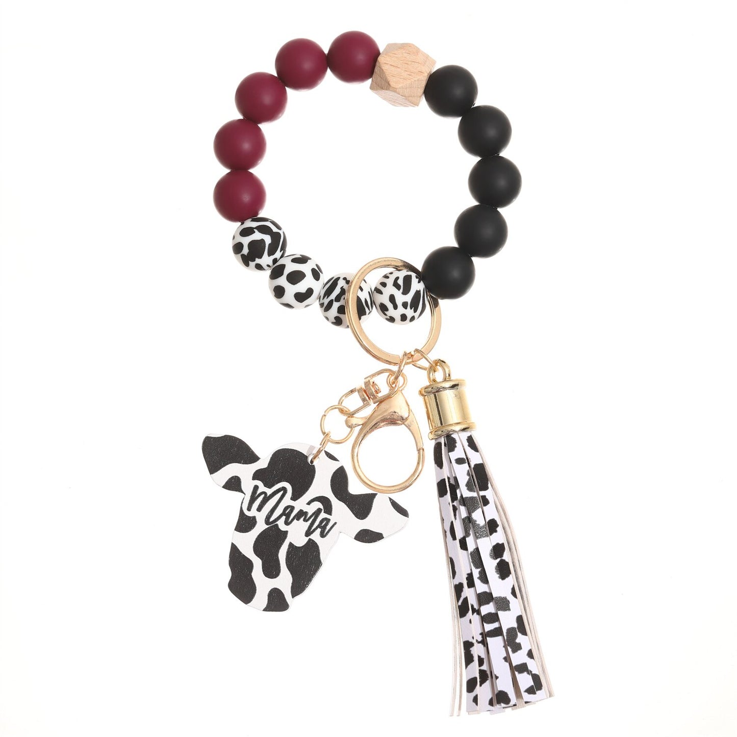 New Trendy Elegant Silicone Beads Bracelets Bangles for Women Key Chain Keychain Candy Color Large Beaded Bangle Charm Jewelry