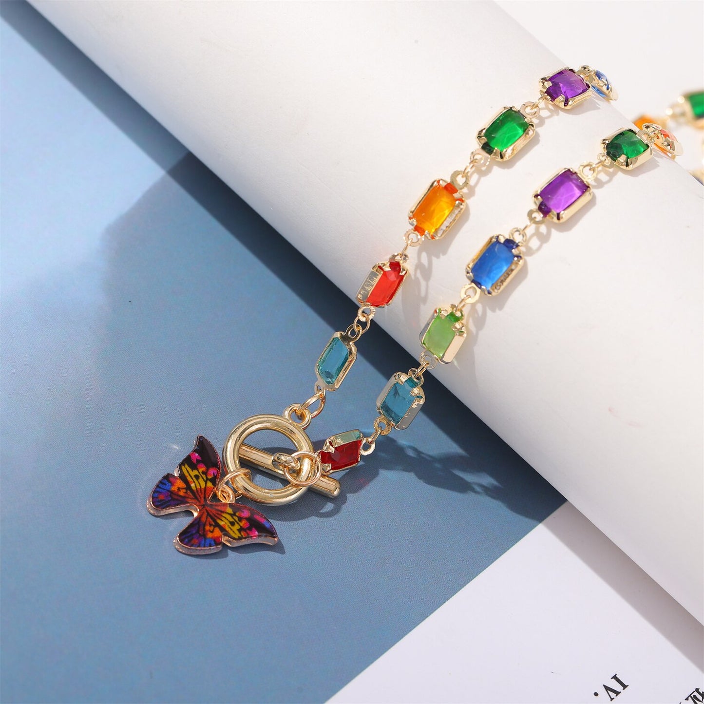 2023 Crystal Glass Chain Butterfly Pendant Necklaces for Women Grils Luxury Color CZ Chokers Jewelry Gifts