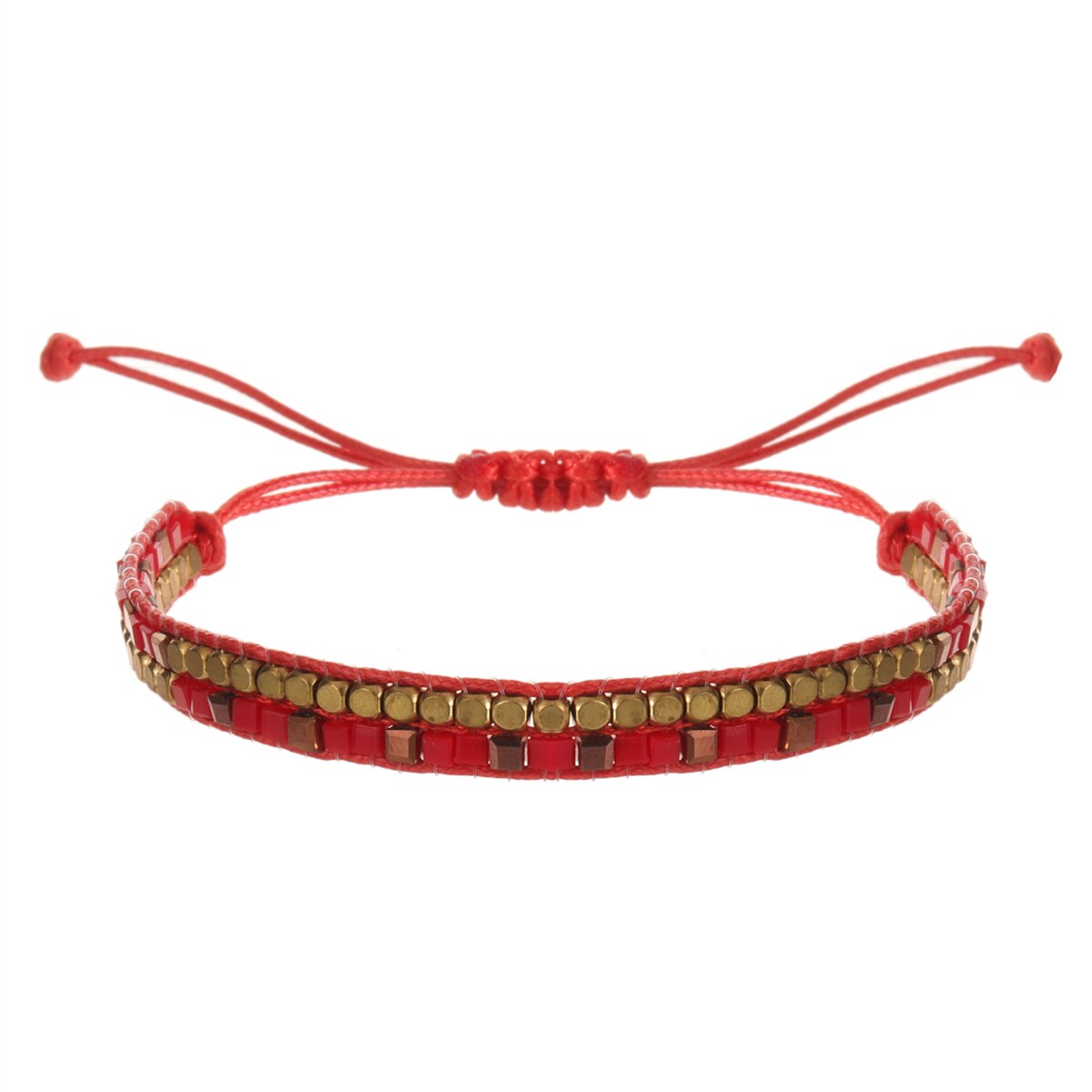 Multilayer Ethnic Glass Beads Adjustable Charm Bracelets Braided Rope Yoga Bracelet for Men Women Wristband Boho Jewelry Gift