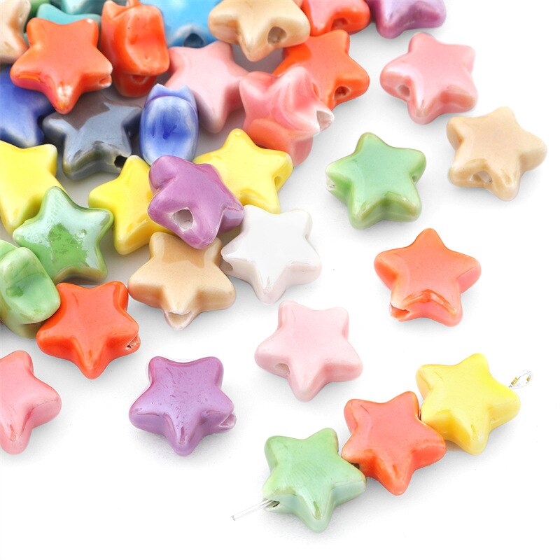 10Pcs/lot Ceramic Pentagram Beads for Jewelry Making Bracelets DIY Accessories Wholesale Bracelet Anklet Necklace Pendant