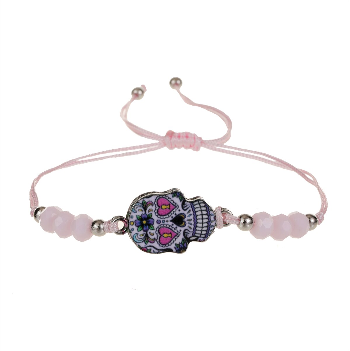 Enamel Skull Charms Elastic Bracelet for Women Adjustable Braided Rope Chain Rubber Band Wristband Jewelry Gift