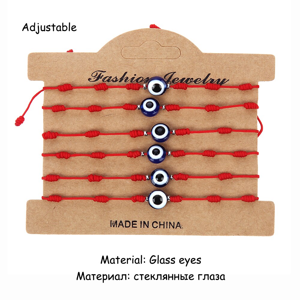 6Pcs Turkish Lucky Evil Eye Bracelets for Women Men Handmade Braided Red/Black Rope 7 Knots Lucky Bracelet Gift Wholesale
