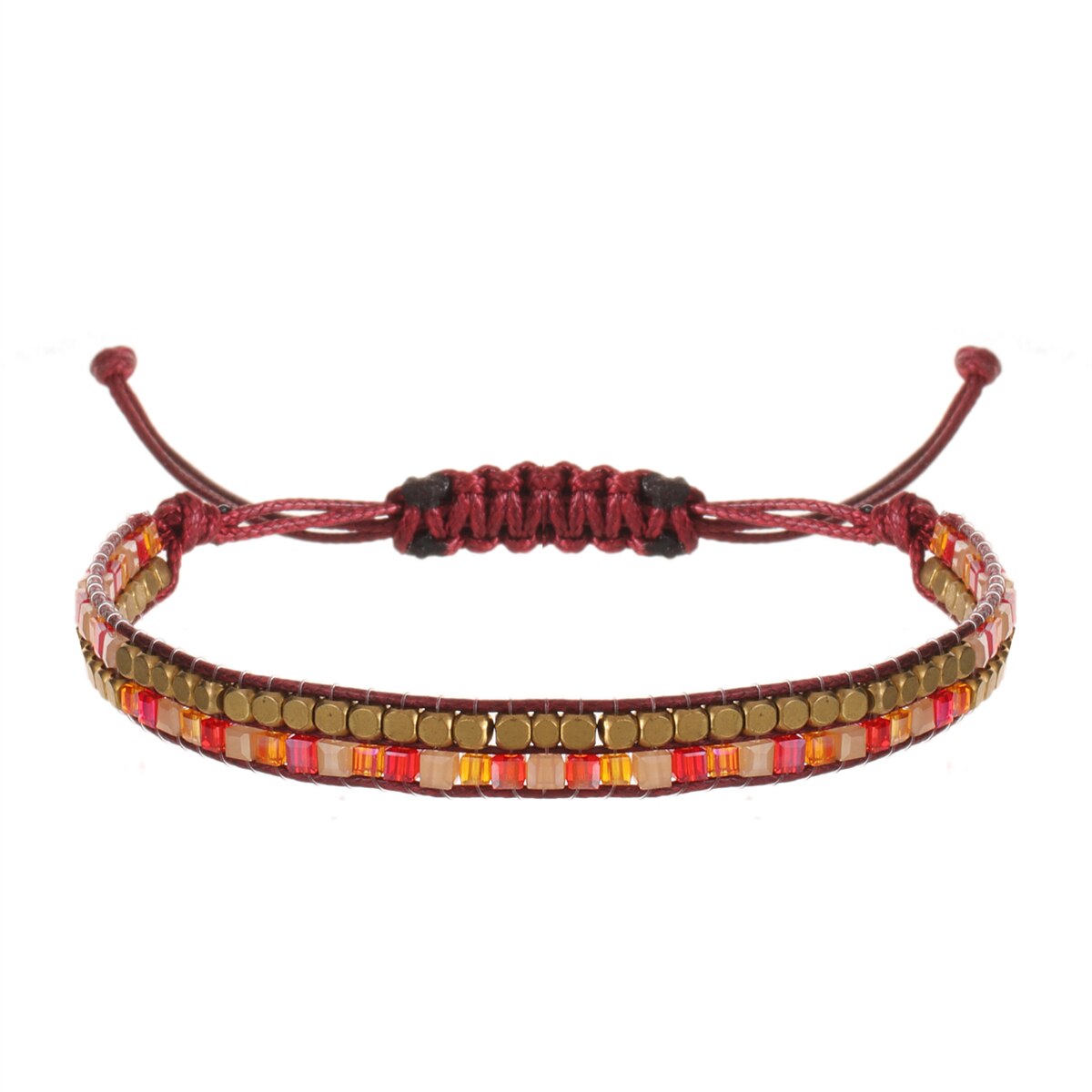 Multilayer Ethnic Glass Beads Adjustable Charm Bracelets Braided Rope Yoga Bracelet for Men Women Wristband Boho Jewelry Gift