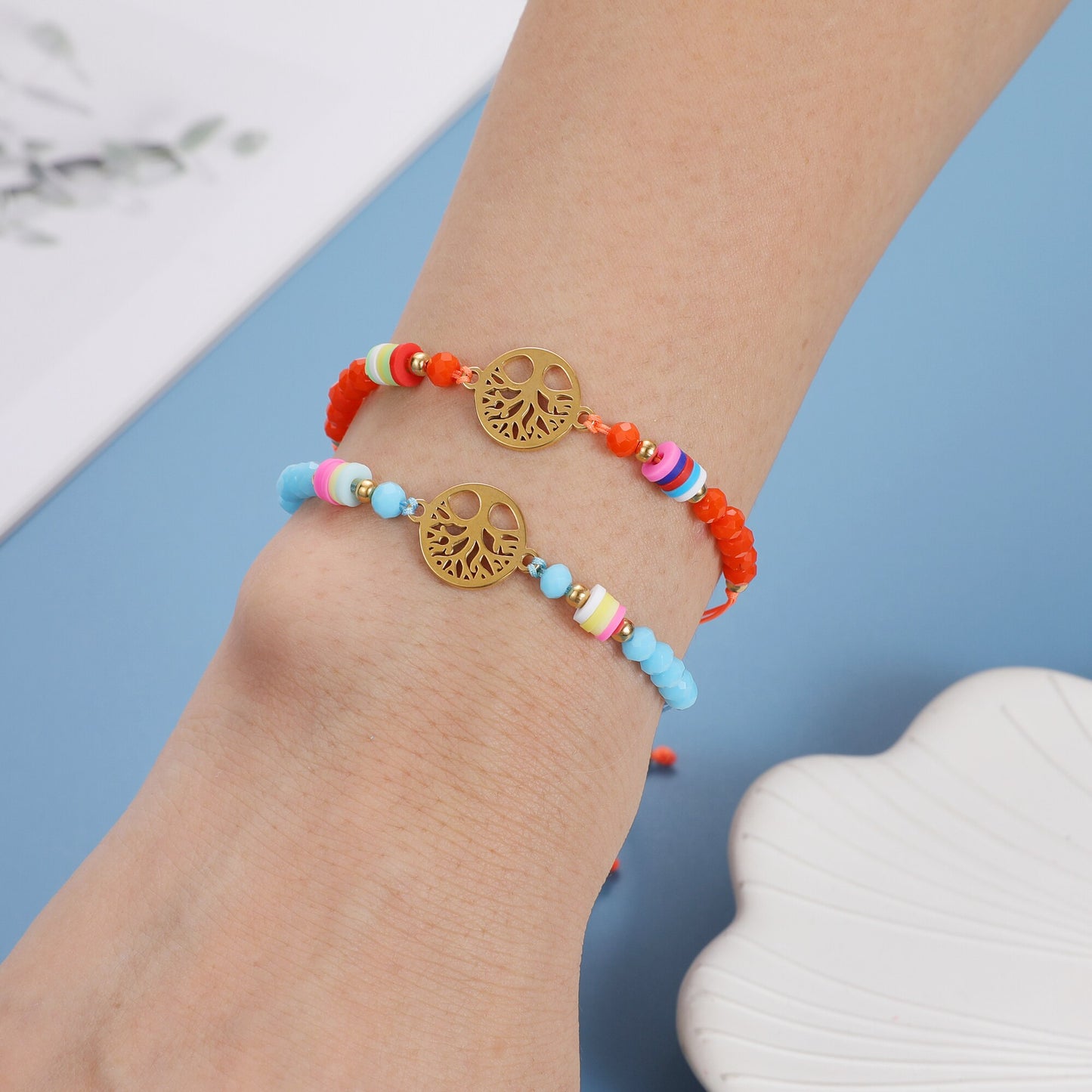 12pcs Tree of Life Charm Bracelets Set Women Adjustable Rope Rhinestone Bracelet Wristband Bohemia Jewelry Wholesale