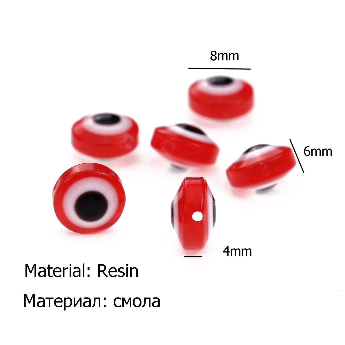 100pcs Evil Eye Beads Royal Blue Resin Lampwork Evil Eye 8MM Beads with Elastic Rope for DIY Crafts Making Accessories