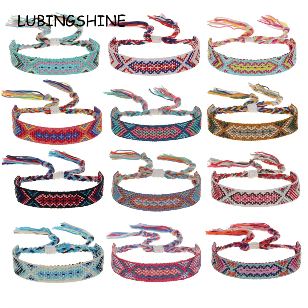 Woven Bracelet Bulk for Women, Kids & Girls - Nepal Style Friendship Bracelets Handmade Braided Rope Wrist String Chain