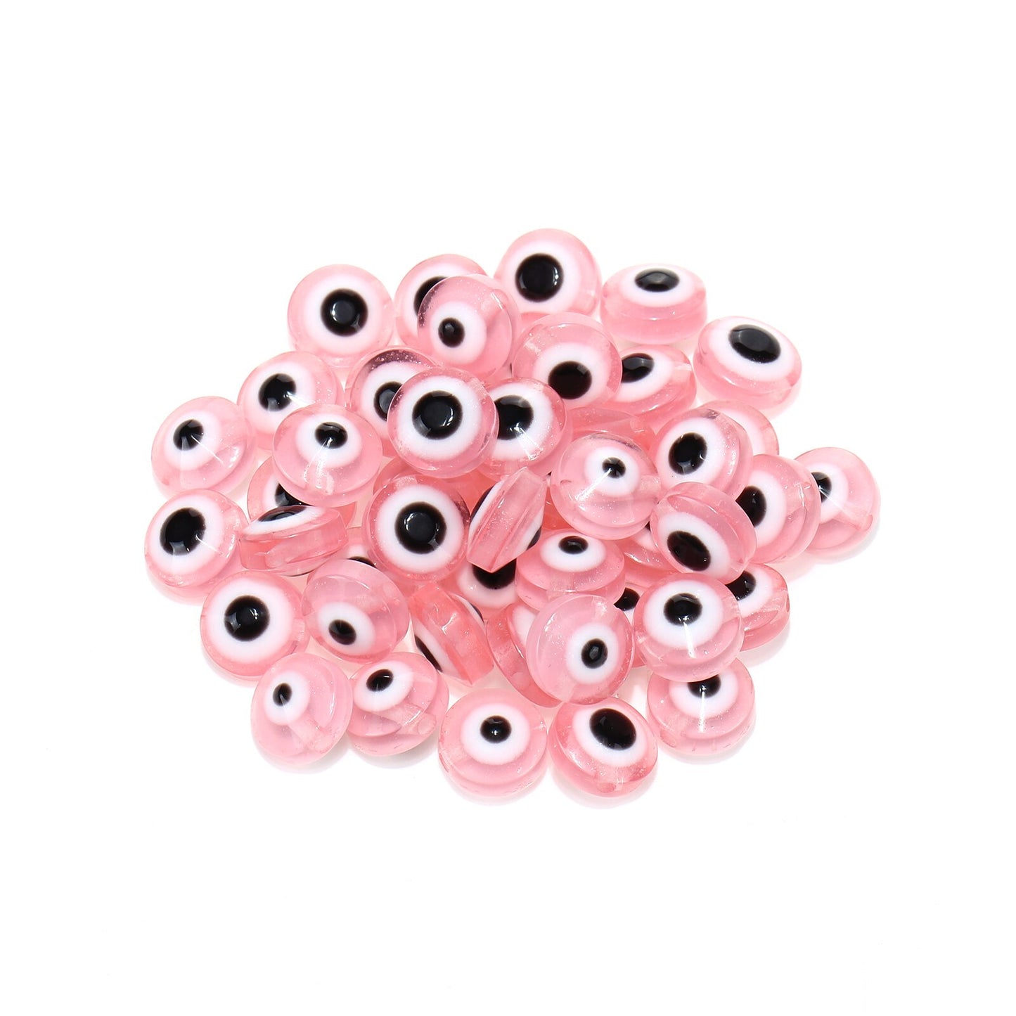 100pcs Evil Eye Beads Royal Blue Resin Lampwork Evil Eye 8MM Beads with Elastic Rope for DIY Crafts Making Accessories