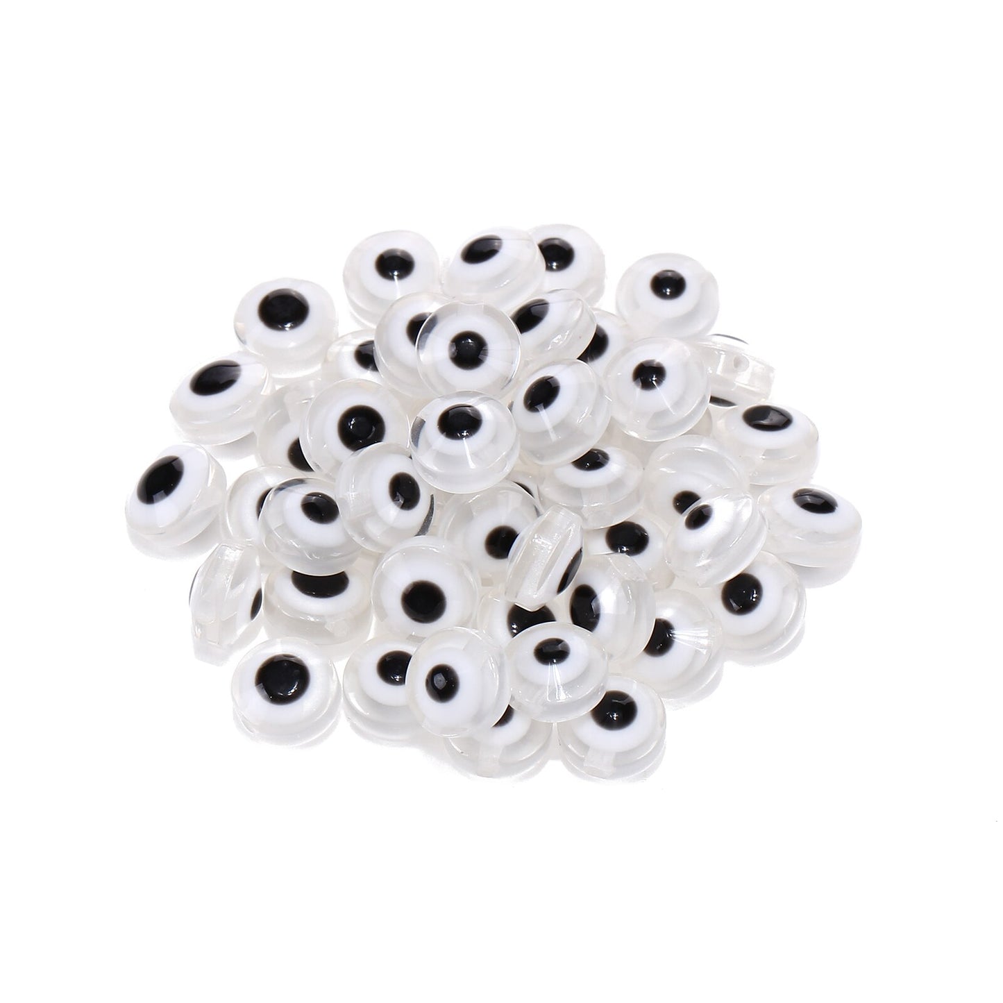 100pcs Evil Eye Beads Royal Blue Resin Lampwork Evil Eye 8MM Beads with Elastic Rope for DIY Crafts Making Accessories