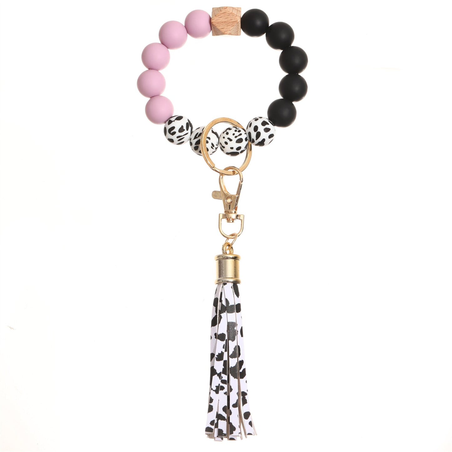 Trendy Silicone Beads Bracelets Bangles with Key Chain Candy Color Large Wristband Cuffs Beaded Bangle for Women