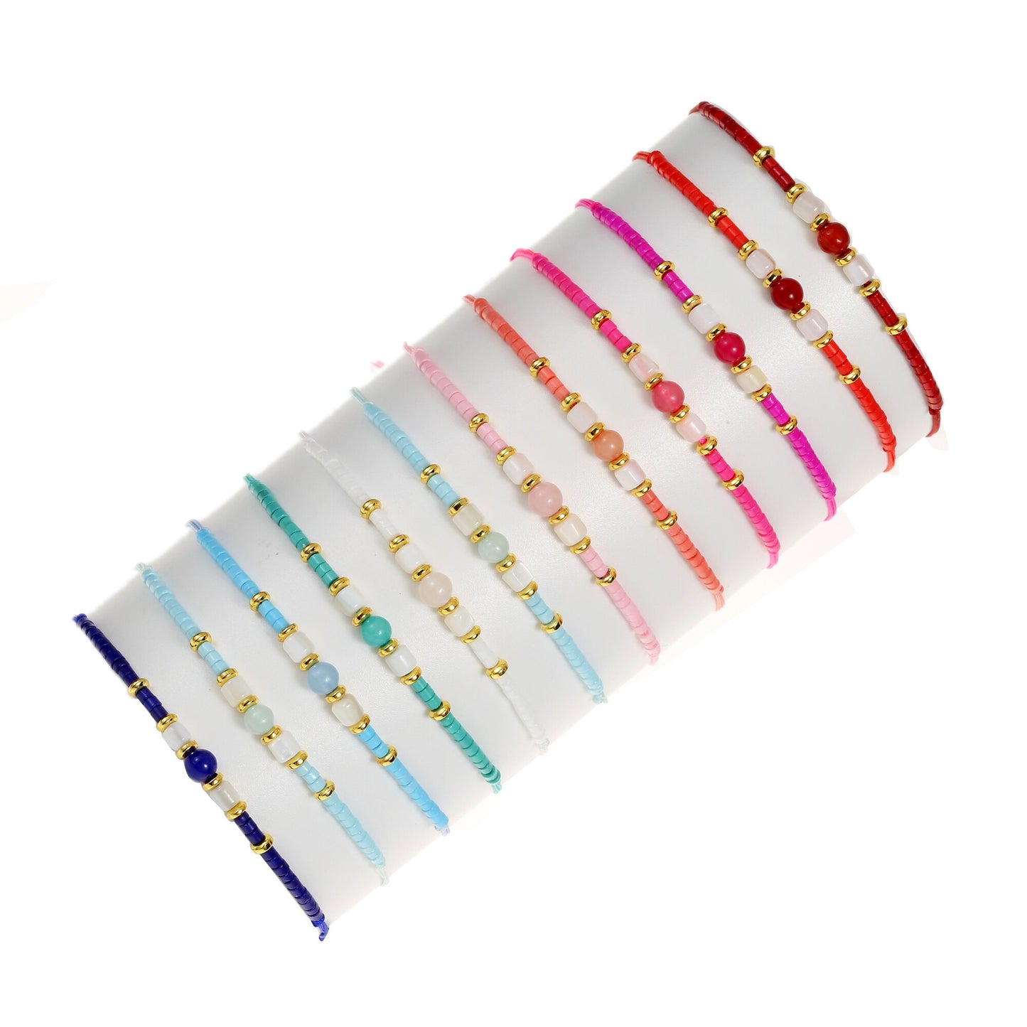 12pcs/lot Japanese Rice Beads Natural Stone Pearl Charms Bracelet for Women Men Adjustable Hand-woven Rope Chain Party Jewelry