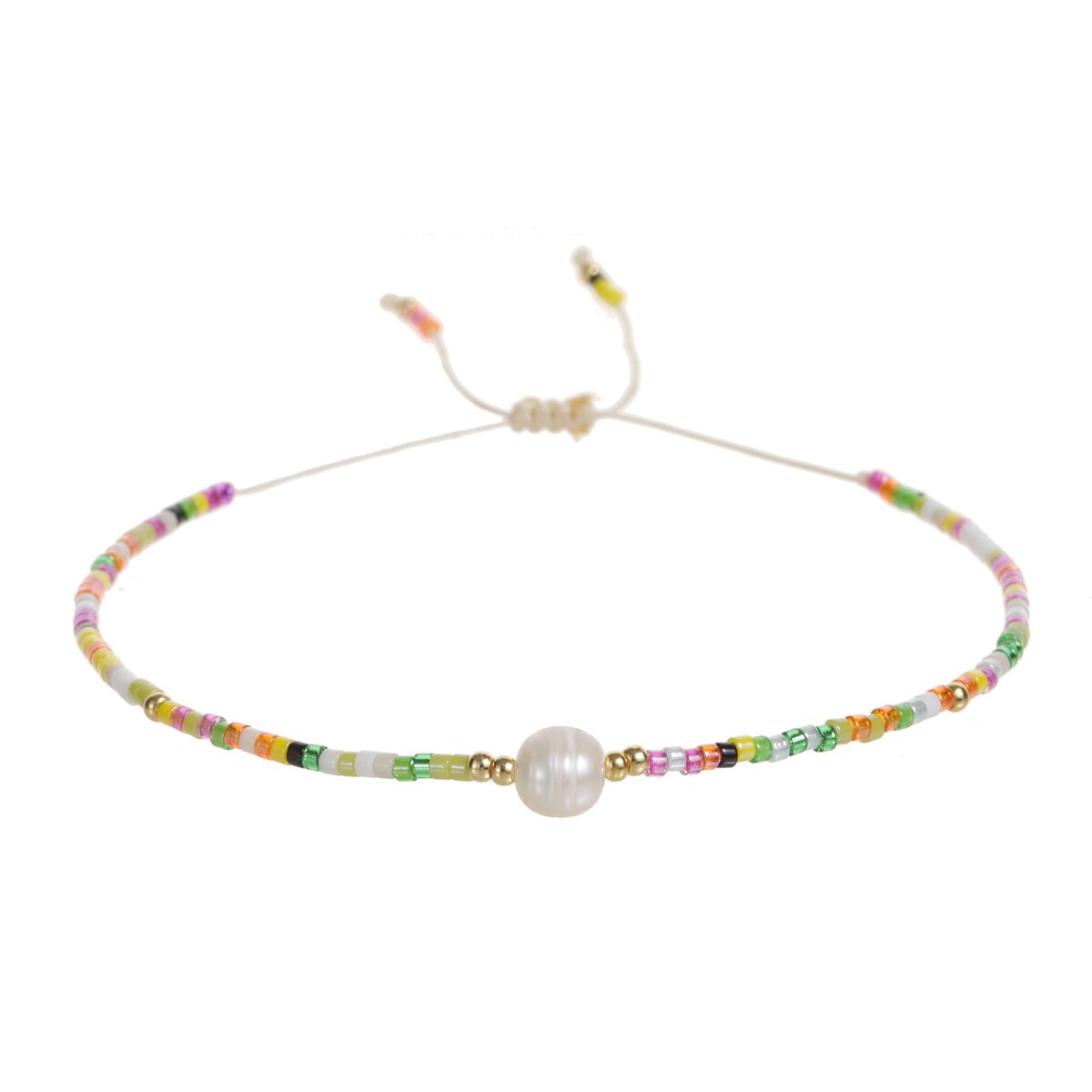 Handmade Seed Beads Charms Pearl Bracelets Adjustable Braided Bracelet Anklet Women Girl Wristband Cuff Jewelry