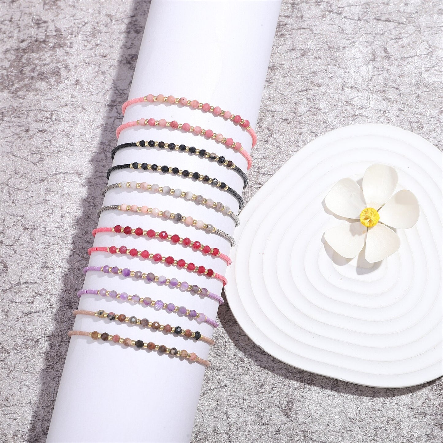 12pcs/lot Colorful Crystal Beads Charms Bracelet for Women Men Adjustable Hand Woven Bracelet Anklet Jewelry Gift Wholesale