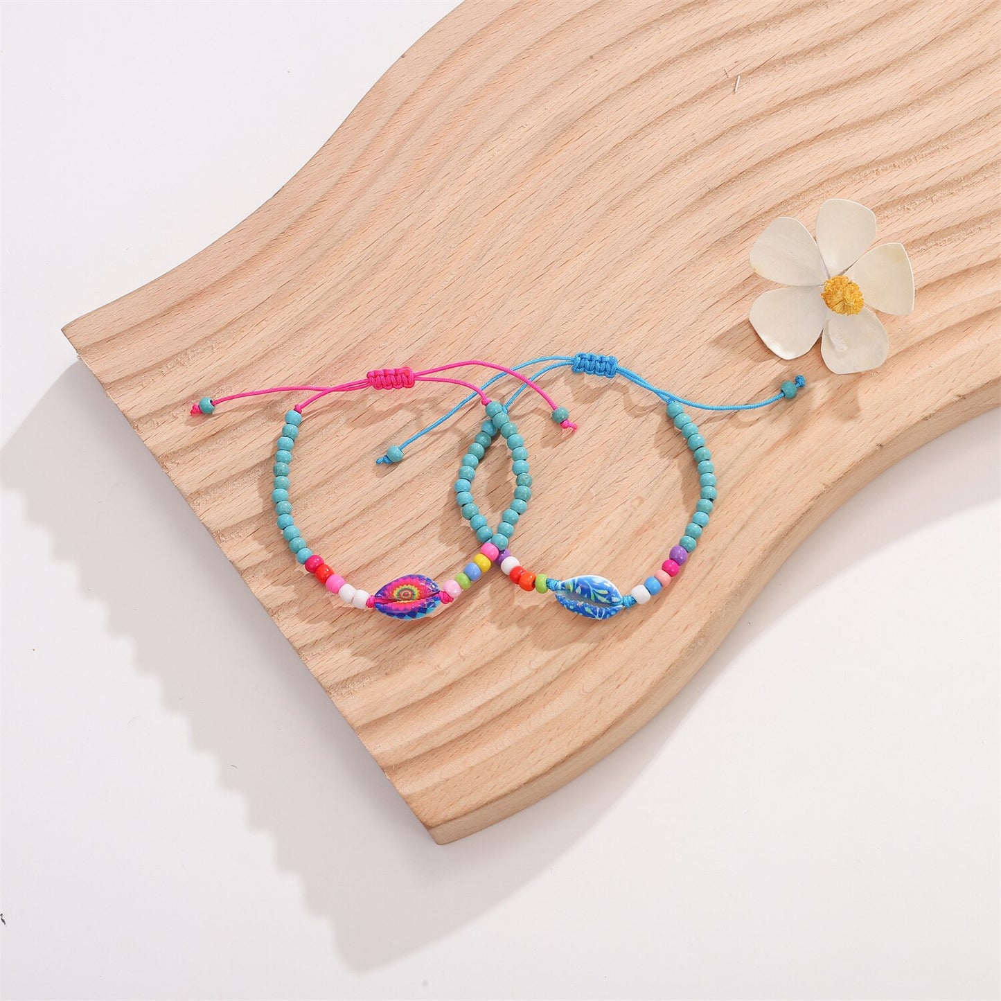 Boho 12pcs Colorful Seed Beads Shell Charms Braided Bracelets for Women Men Adjustable Rope Chain Anklets Beach Handmade Jewelry