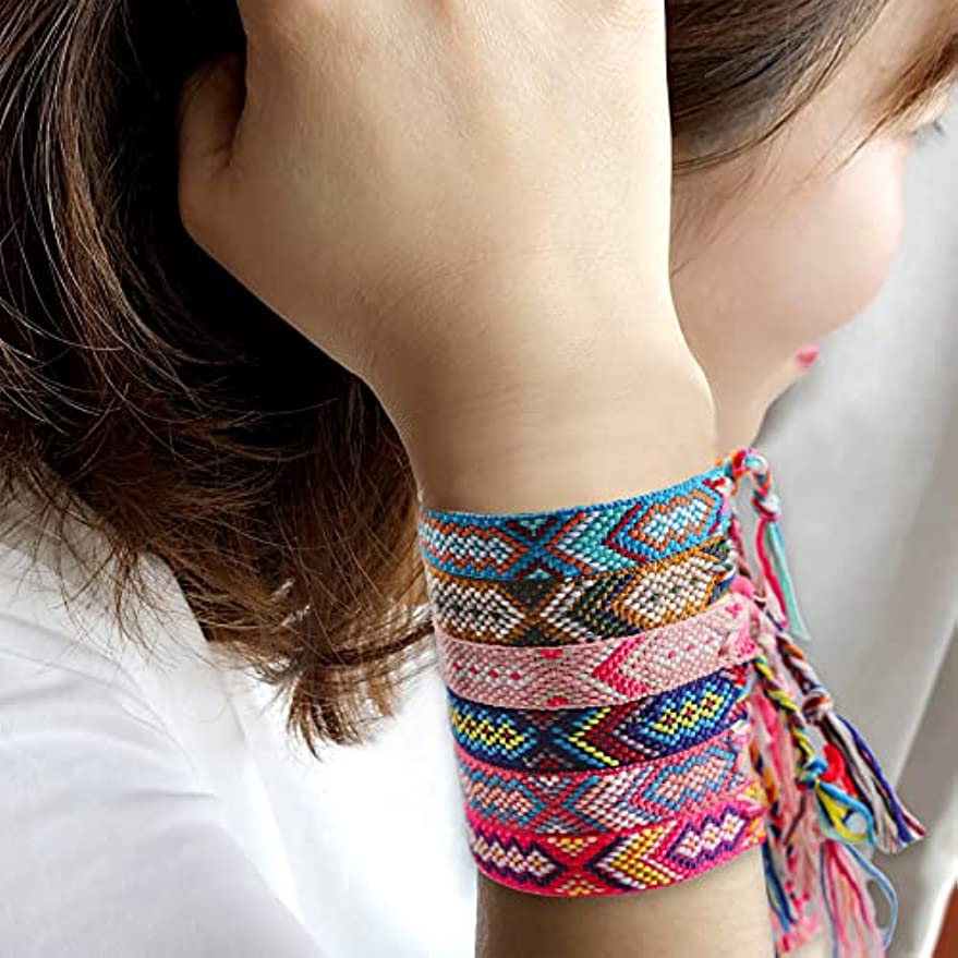 Women Boho 12pcs/lot Braided Bracelet Red Ethnic Weave String Handmade Adjustable Lucky Chain Bracelets Summer Surf Anklet