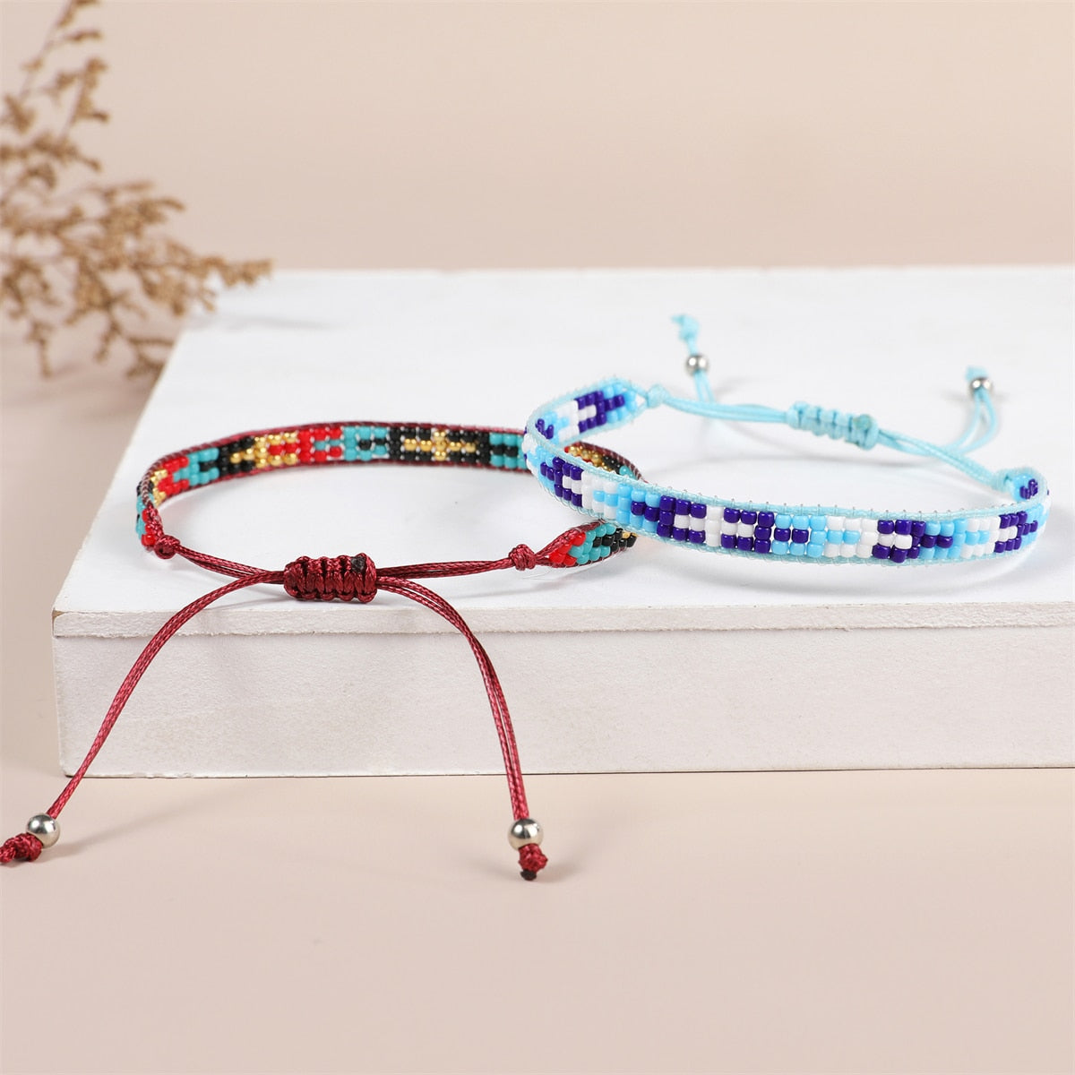 Seeds Bracelet for Women Men Boho Summer Surf Anklet Adjustable Hand Braided Wax Rope Chain Bracelets