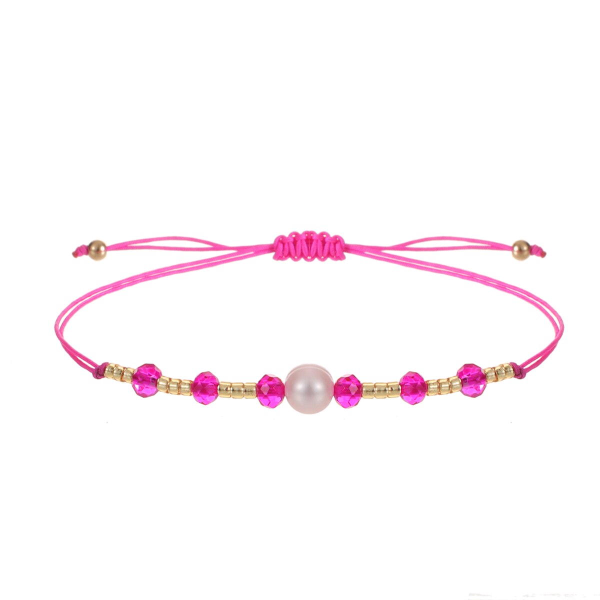 Handmade Pearl Bracelet & Bangle for Women Men Faceted Crystal Beads Pendant Adjustable Charm Stacking Femme Pulsera
