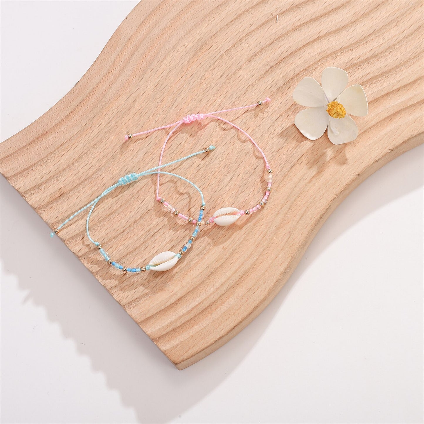 12pcs Colorful Seed Beads Shell Charms Braided Bracelets for Women Child Adjustable Rope Chain Anklets Beach Handmade Jewelry