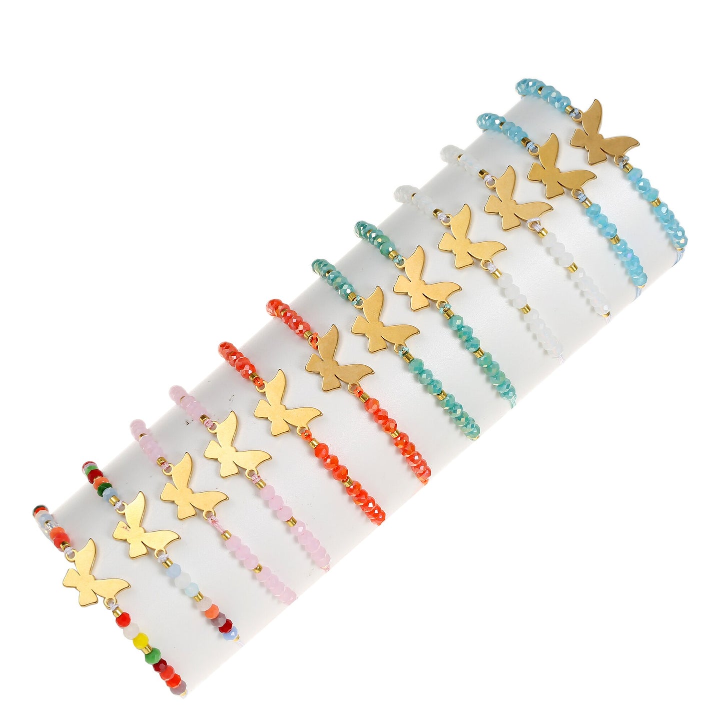12pcs Handmade Braided Rhinestone Plated Gold Color Butterfly Bracelets for Women Men Rope Chain Bracelet Party Jewelry