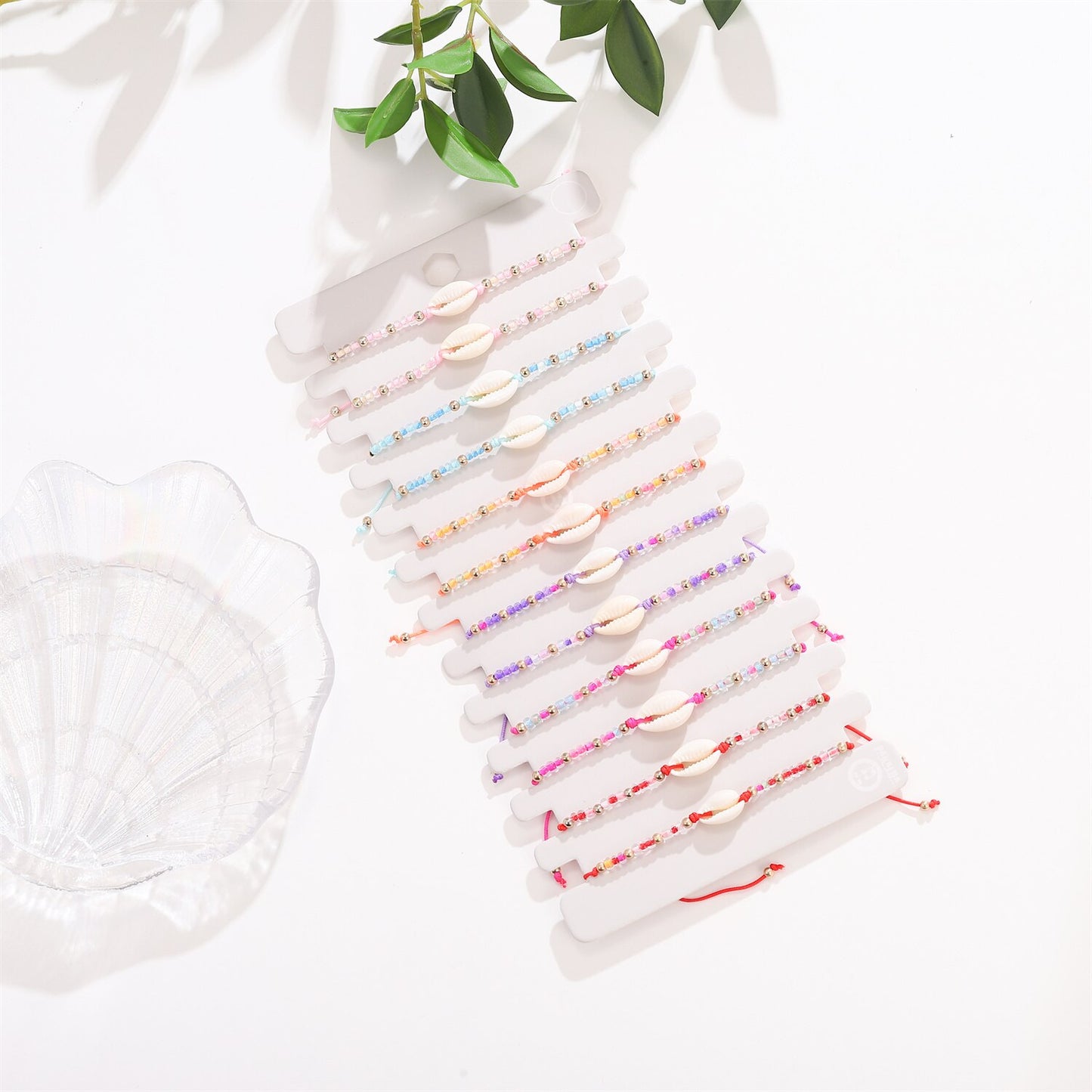 12pcs Colorful Seed Beads Shell Charms Braided Bracelets for Women Child Adjustable Rope Chain Anklets Beach Handmade Jewelry