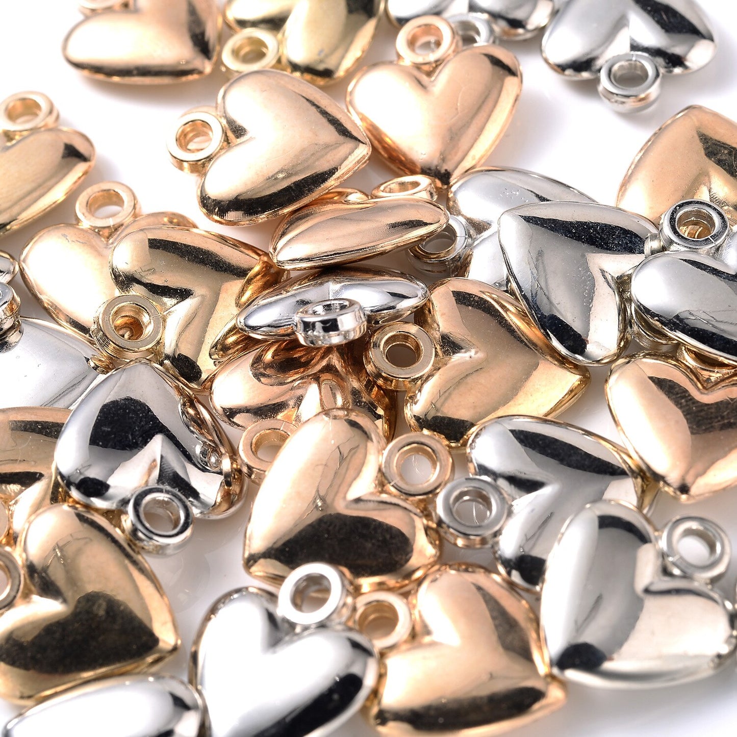 50pcs/lot Plated Gold/silver Color Metal Heart Pendants for DIY Making Earrings Necklaces Jewelry DIY Accessories