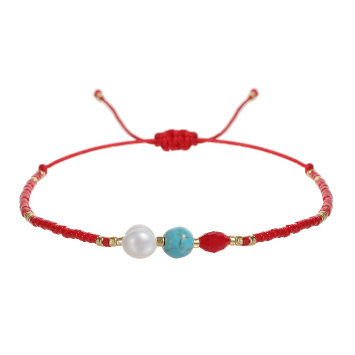 Handmade Seed Beads Charms Pearl Bracelets Adjustable Braided Bracelet Anklet Women Girl Wristband Cuff Jewelry