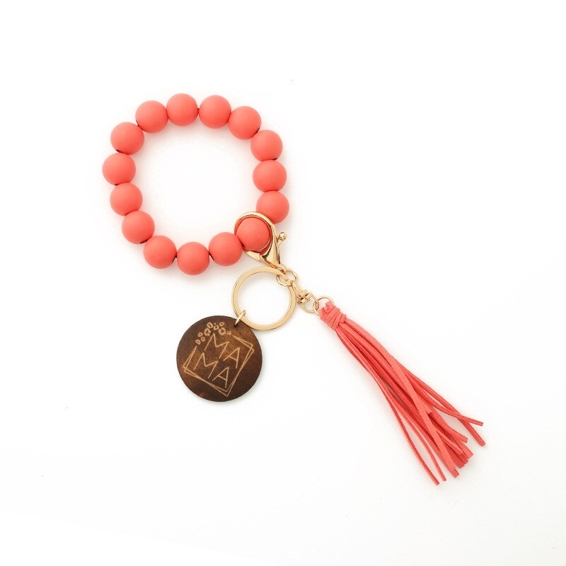 2023 New Leopard Print Wooden Bead Hand Beads Spotted Wooden Bead Bracelet Handmade Tassel Bracelets Keychain