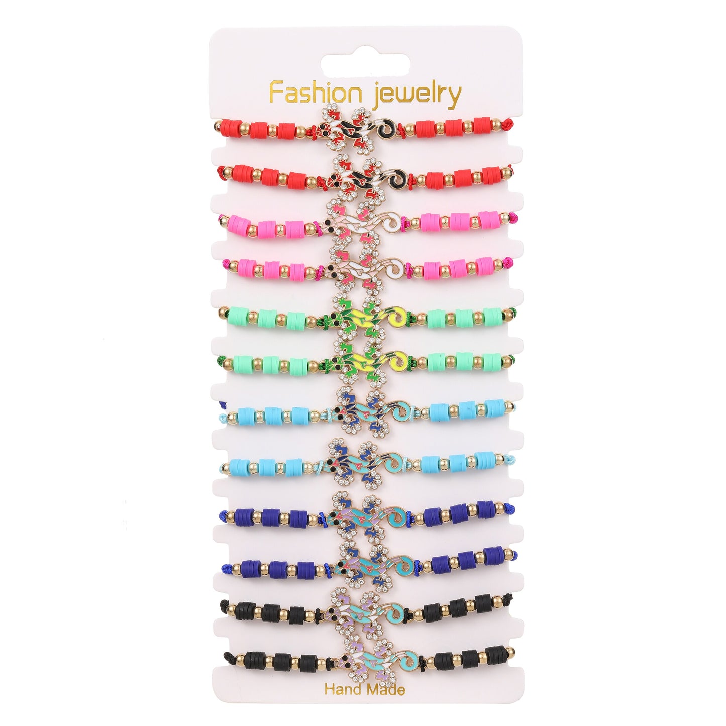12pcs Bohemia Gecko Woven Bracelets for Women Men Adjustable Hand Woven Bracelets Anklets Jewelry Gift