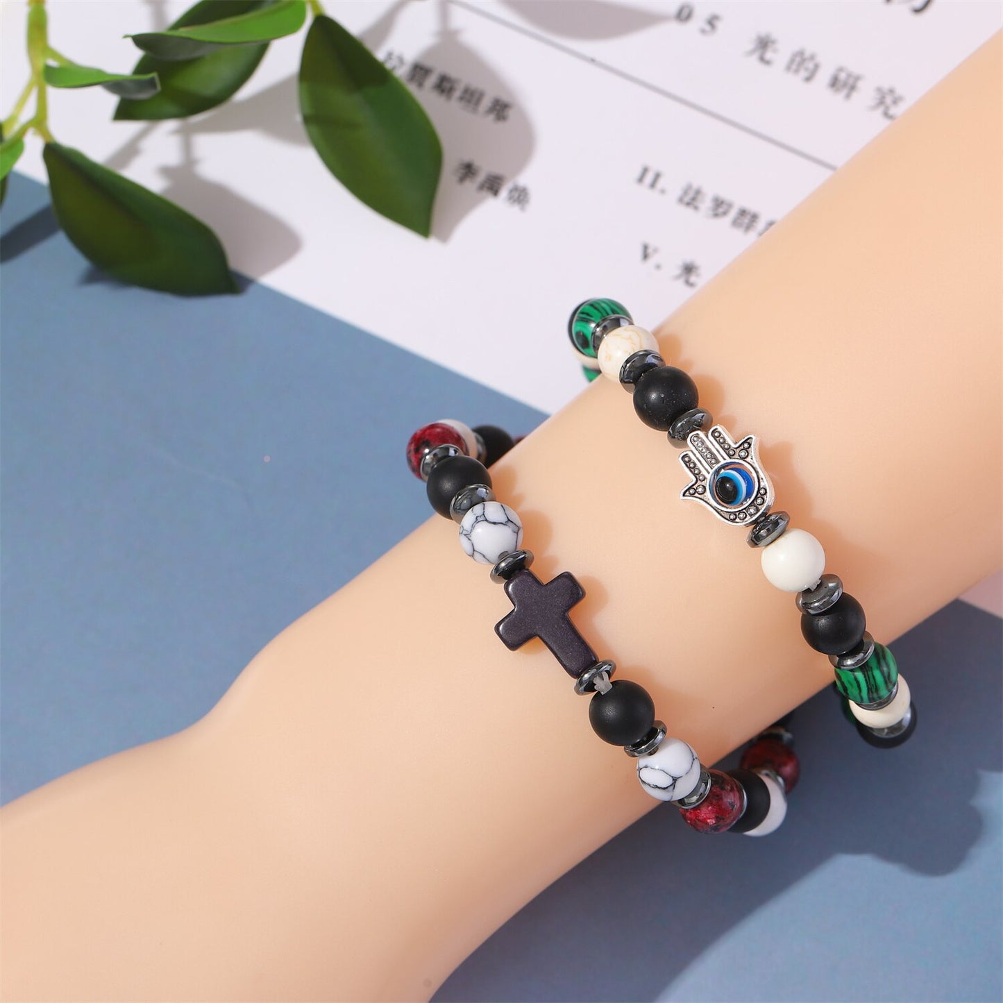 Fashion Turkish Evil Eye Bracelet Murano Glass Turkish Eye Bead Bracelet for Women Men Natural Stone Beads Chain Wrist Jewelry