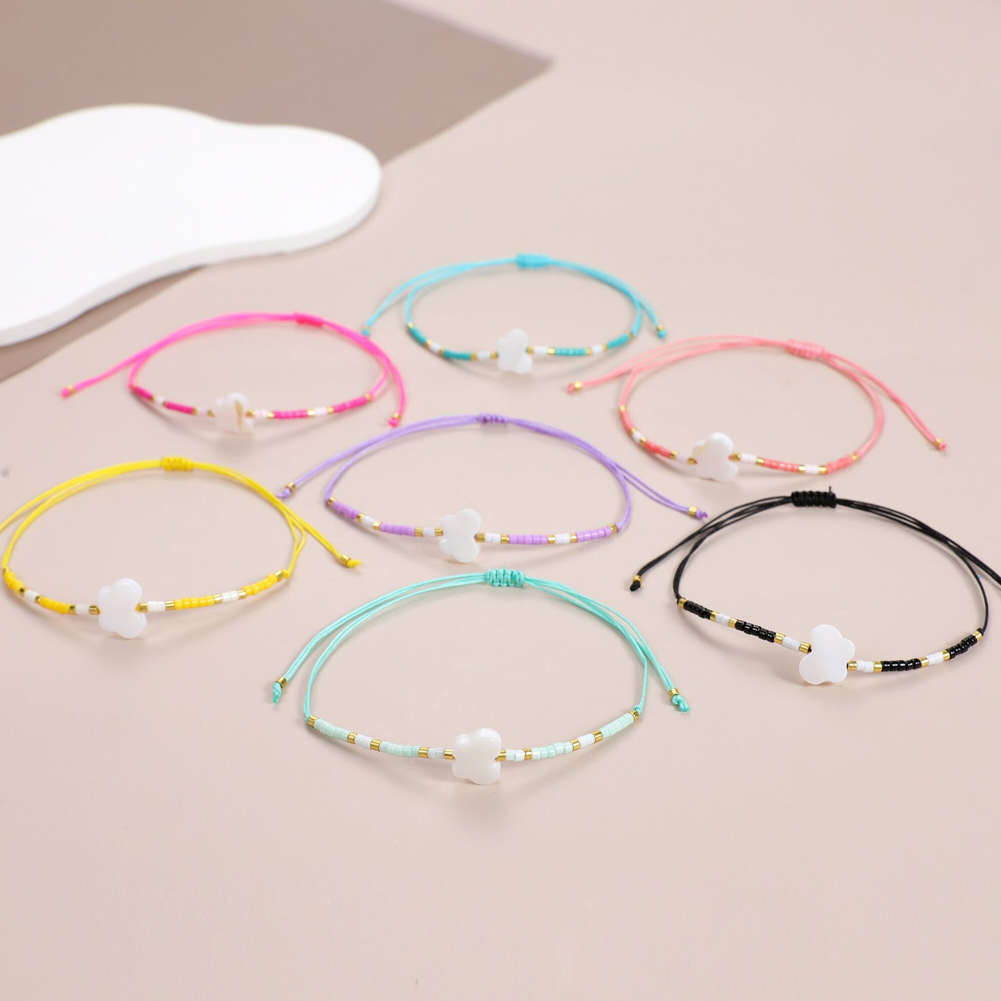 12pcs Handmade Braided Scallop Butterfly Charms Bracelets Anklets for Women Men Rope Chain Bracelet Party Jewelry