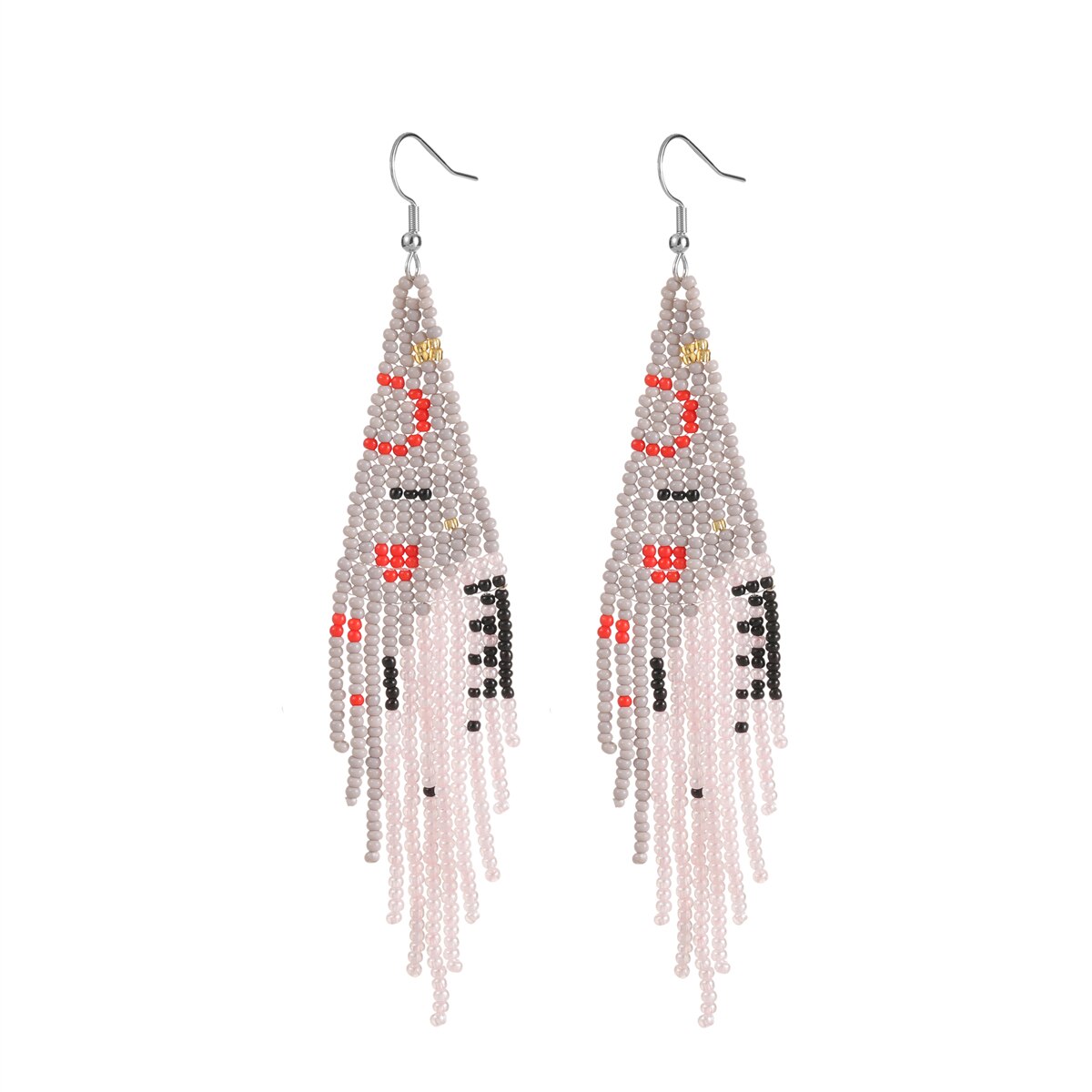 Bohemian Handmade Beaded Long Earrings for Women Seed Bead Statement Elastic Bangle Ethnic Jewelry