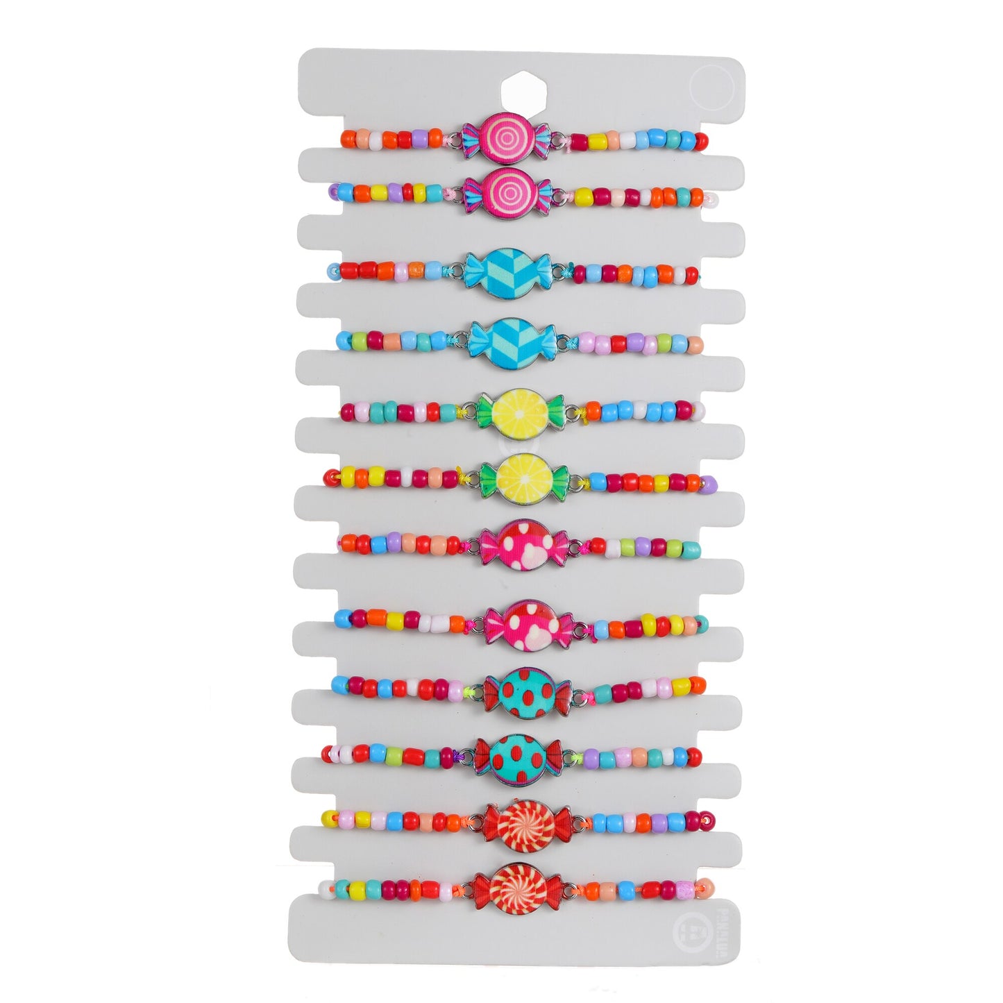 12 Pcs Colorful Cute Candy Charm Bracelet for Girl Kids Handmade Rice Bead Braided Chain Friendship BFF Gifts