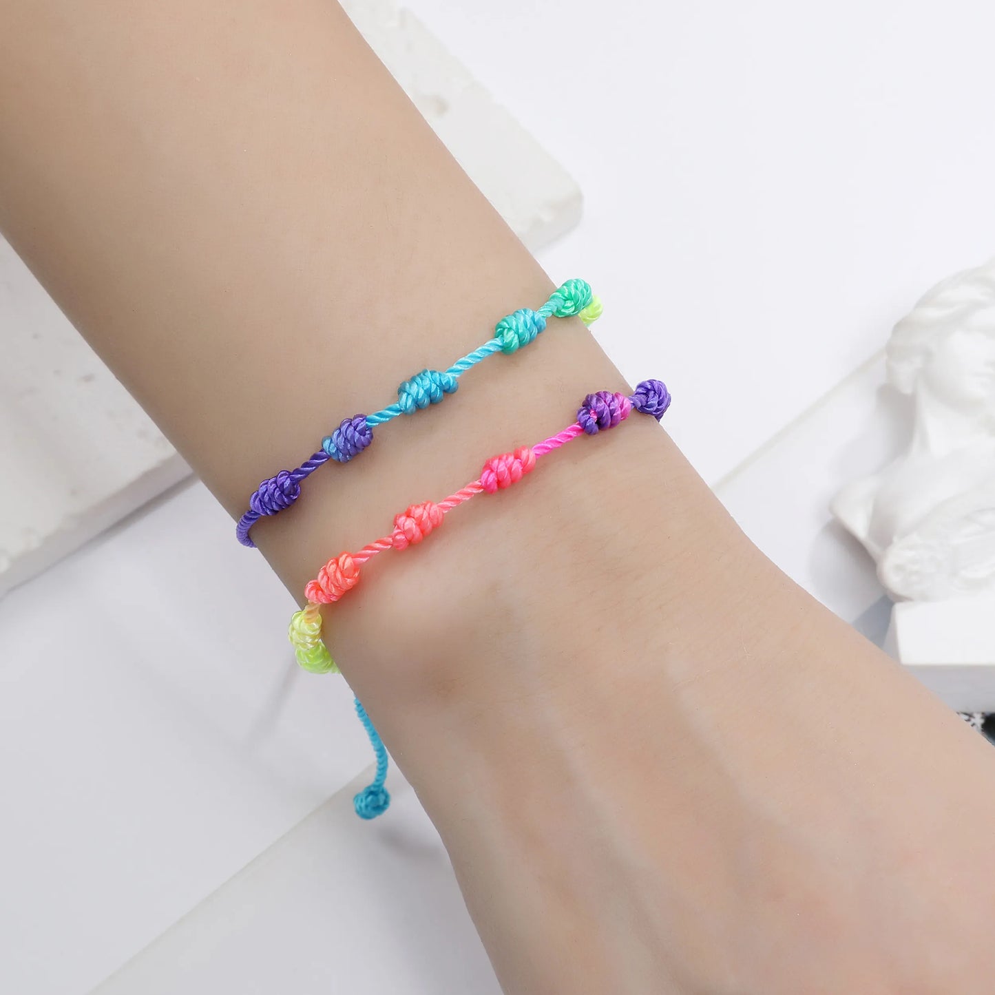 12pcs Handmade Colorful 7 Knots Rope Bracelet Unisex Adjustable Braided Rope Charm Friendship Bracelet Jewelry Gift Wholesale