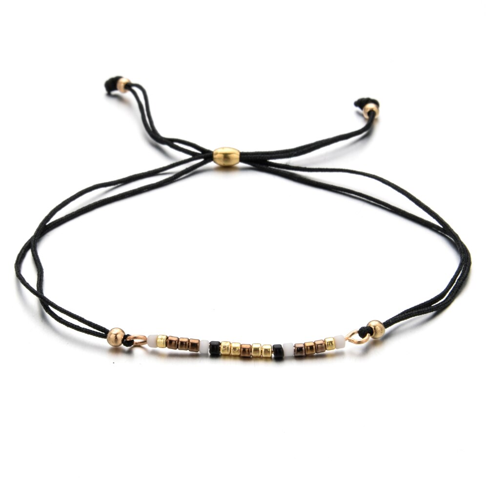 Boho Woman Men Handmade Weave Adjustable Rope Chain Crystal Seed Beads Bracelets Bangle Wristband Fashion Jewelry Drop Shipping