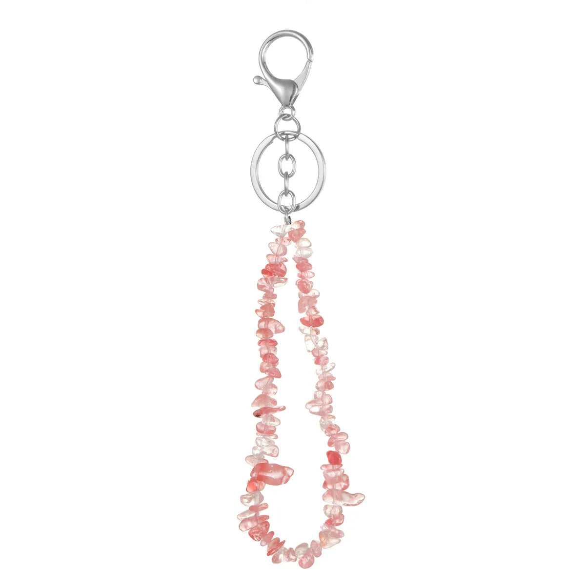 Natural Stone Mobile Phone Chain for Men Women Gravel Amethyst Quartz Stone Keychain Anti-lost Lanyard Bag Charm