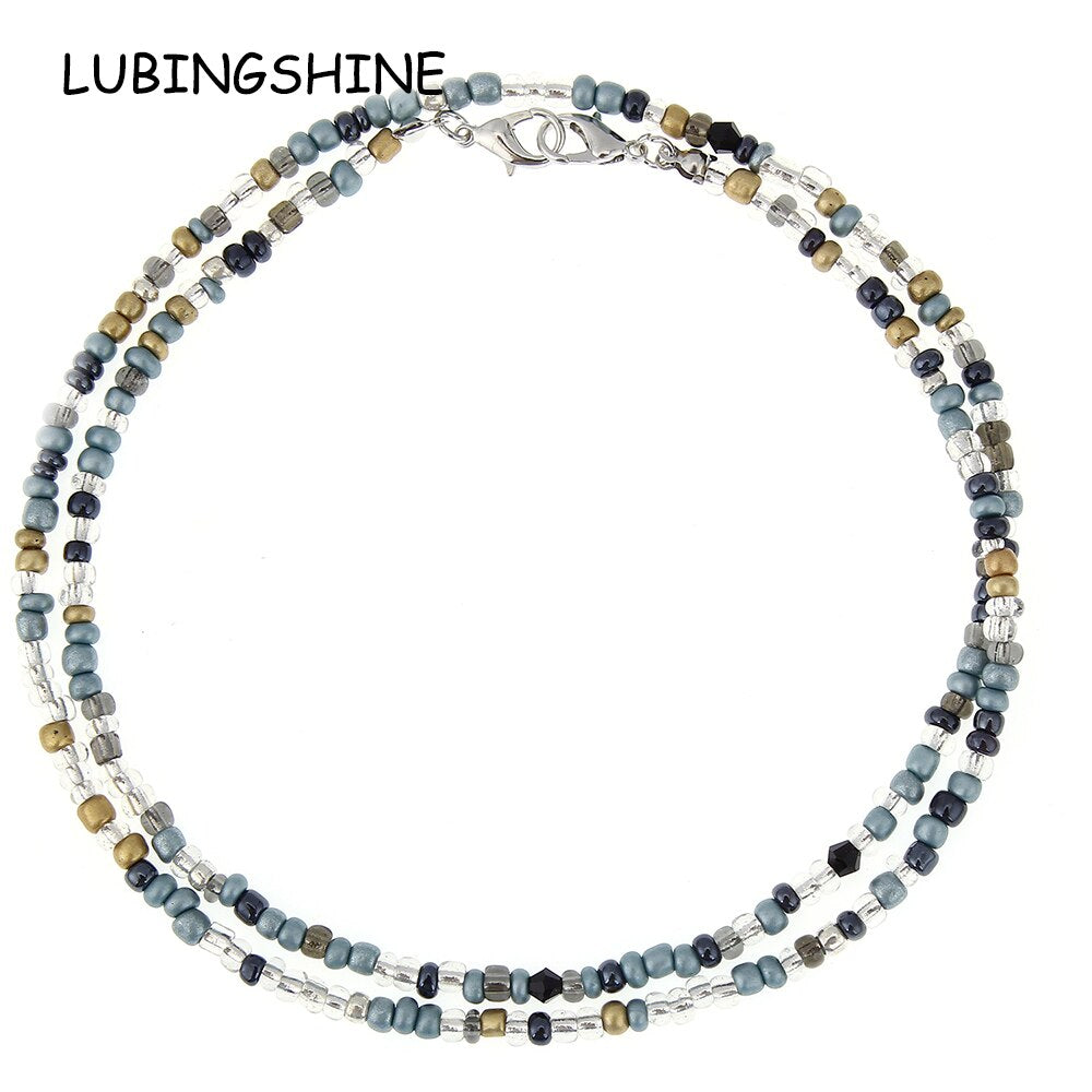 Bohemian Women Crystal Seed Bead Eyeglass Eyewears Sunglasses Reading Glasses Chain Necklace chokers Strap Rope for Mask
