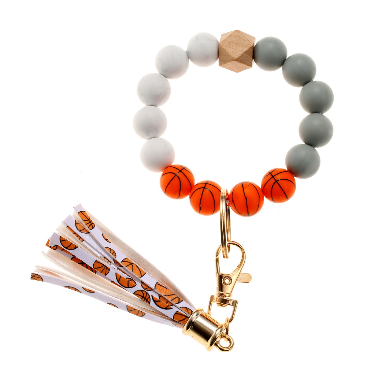 Fashion Silicone Key Ring Bracelets Wristlet Keychain Car Beaded Key Ring Bangle Chains for Women