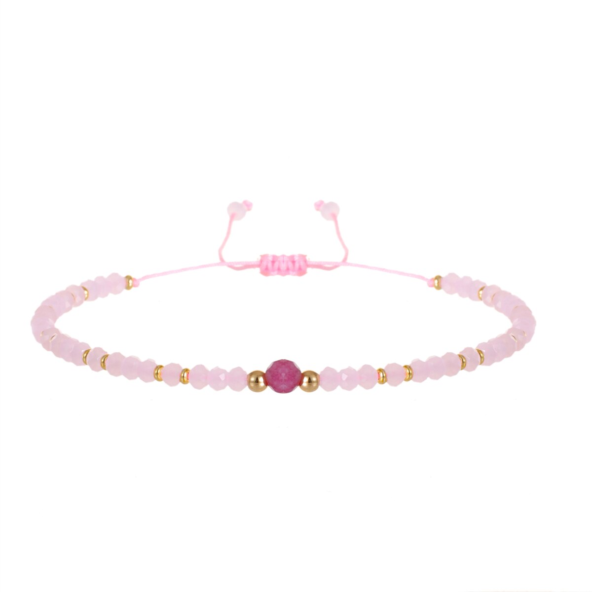 Women Crystal Faceted Glass Beads Charms Bracelets Boho Woven Adjustable Wristband Cuff Jewelry
