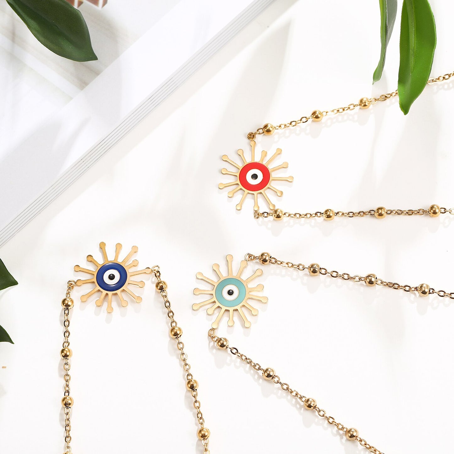 Lucky Big Turkey Evil Eye Pendant Bracelet Aesthetic Jewelry for Women Minimalist Adjustable Steel Titanium Chain Bangle Ankles