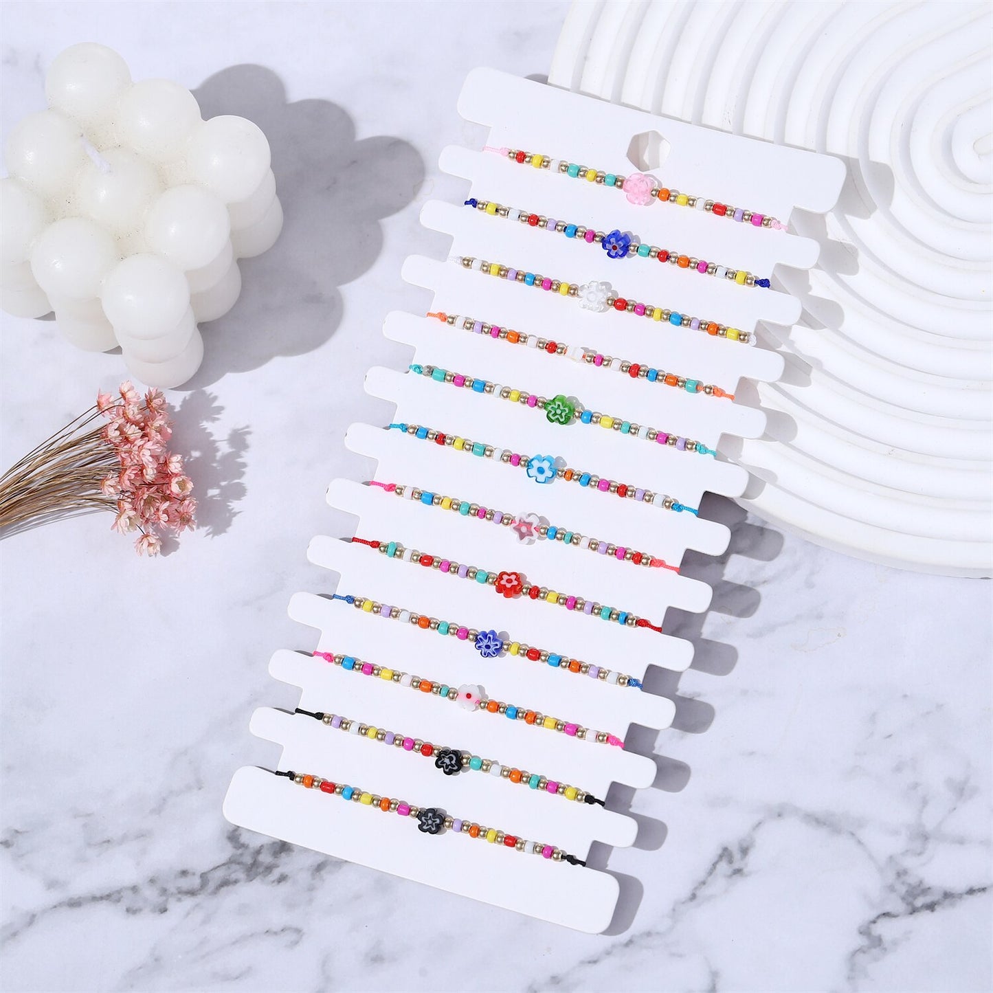 12 Pcs Handmade Flowers Bracelets Adjustable Friendship Bracelet Friend Boho Couple Bracelets Promise Bracelets Free Shipping