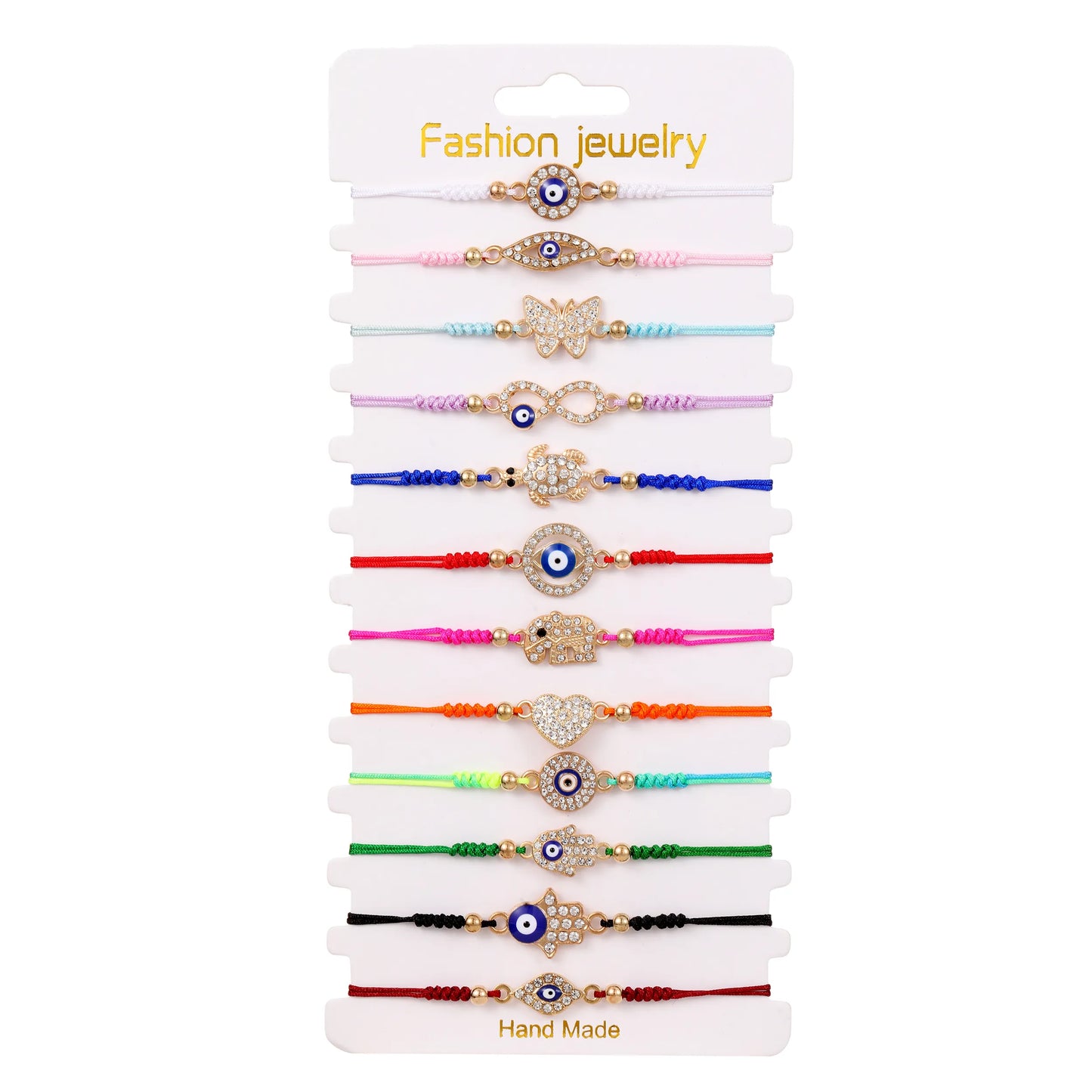 12pcs Butterfly Turtle Animal Pendant Braided Charms Bracelets for Women Evil Eye Rope Chain Anklets Beach Handmade Jewelry
