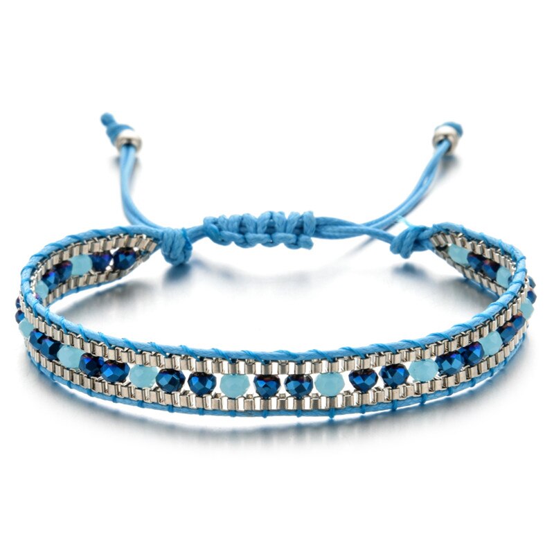 Bohemia Weave Bracelets for Women Adjustable Rope Chain Crystal Charms Braided Yoga Bracelet Bangle Jewelry Gift Wholesale