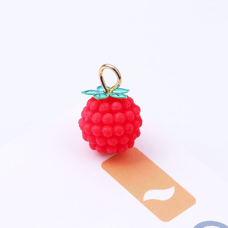 20pcs/lot 13mm Charms Creative Raspberry Pendant Alloy Three-dimensional Cute Bead Hanging Ball Diy Jewelry Accessory Pendant