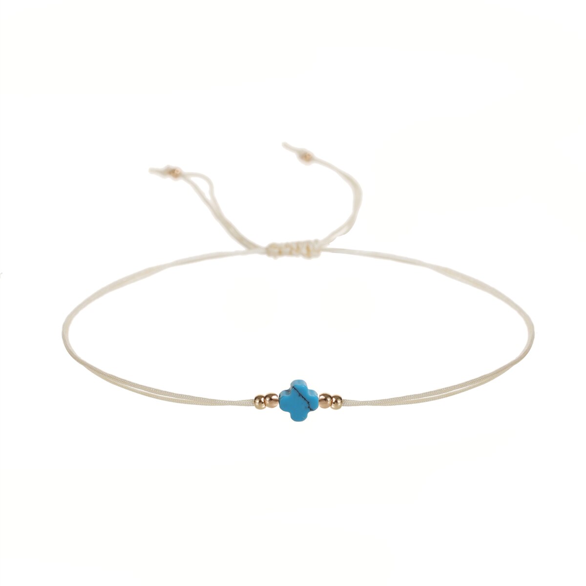 Handmade Natural Stone Turquoise Cross Pendant Knot Charms Knitted Bracelets Women Adjustable Wax Cord Chain Wristband Jewelry