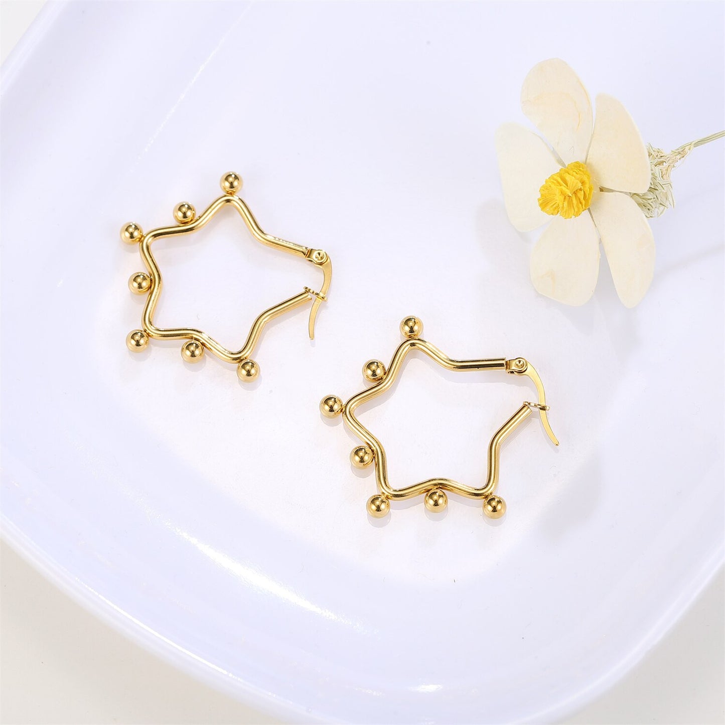 2023 Stainless Steel Heart Star Drop Earrings for Women Girls Big Minimalist Steel Titanium Hoop Earring Jewelry Gift