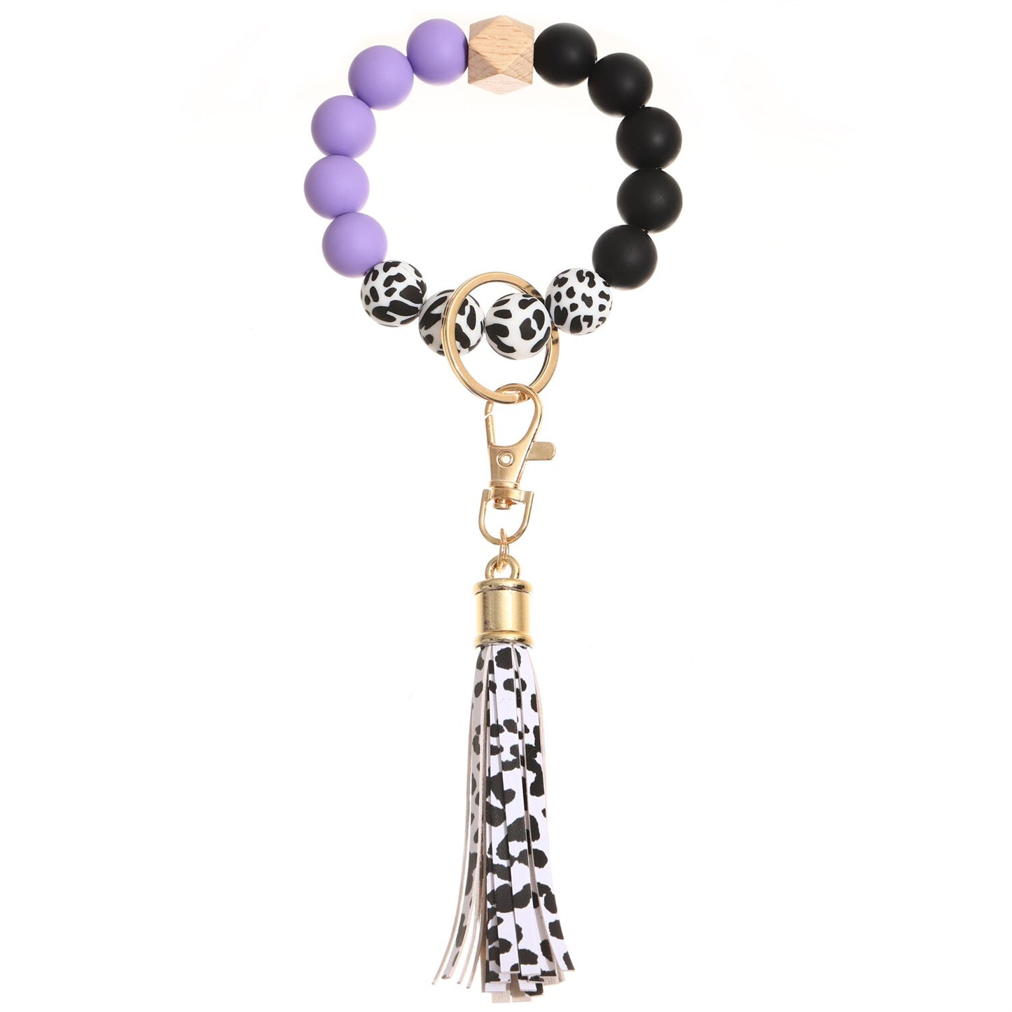 Trendy Silicone Beads Bracelets Bangles with Key Chain Candy Color Large Wristband Cuffs Beaded Bangle for Women