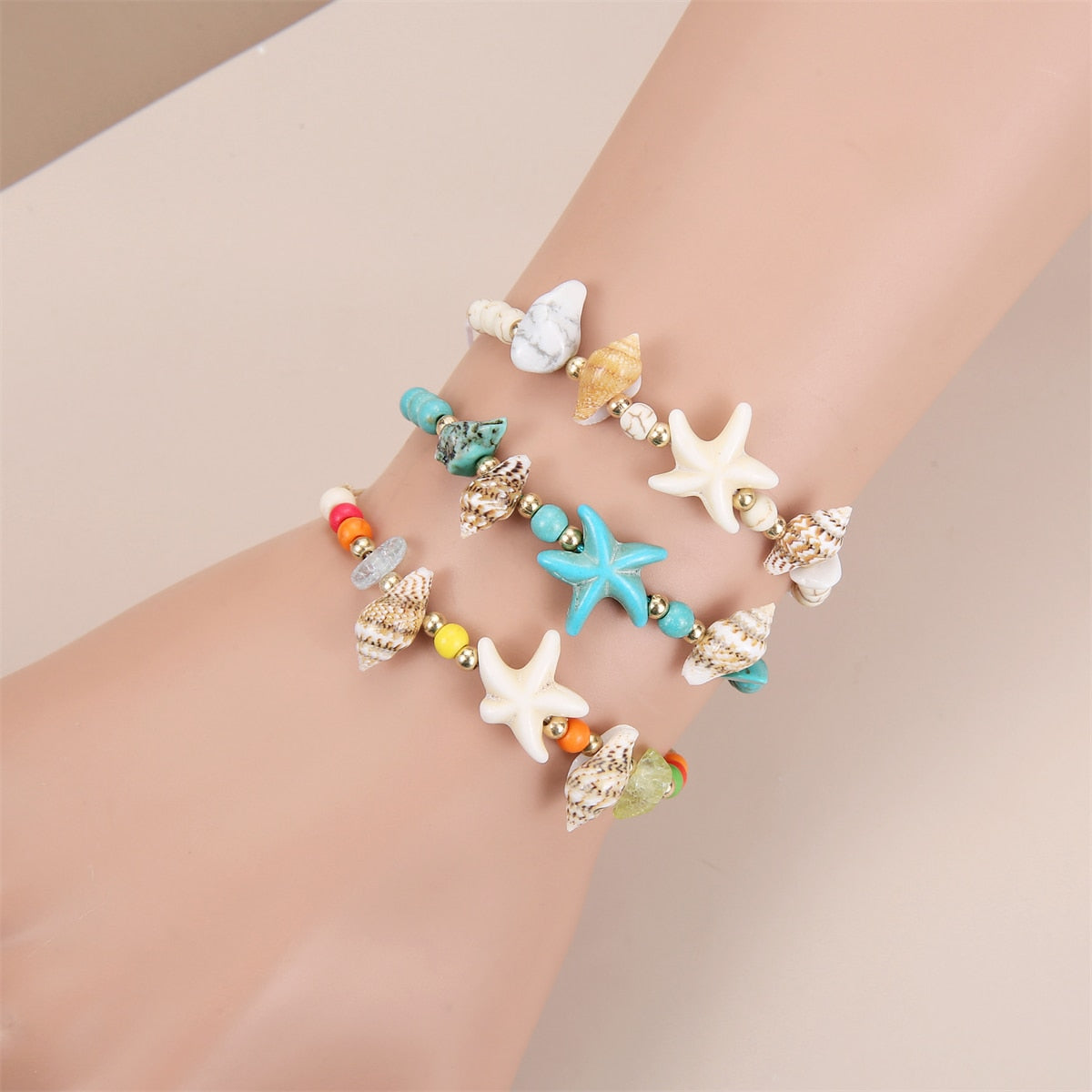 12pcs Shell Bracele Conch Anklets for Women Turquoise Summer Beach Foot Chains Charms Bracelets Wholesale