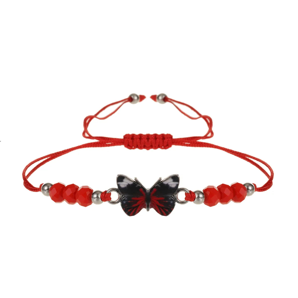 Women Girl Butterfly Woven Friendship Crystal Bead Bracelet Value Set Kids Party Favor Adjustable Bracelet